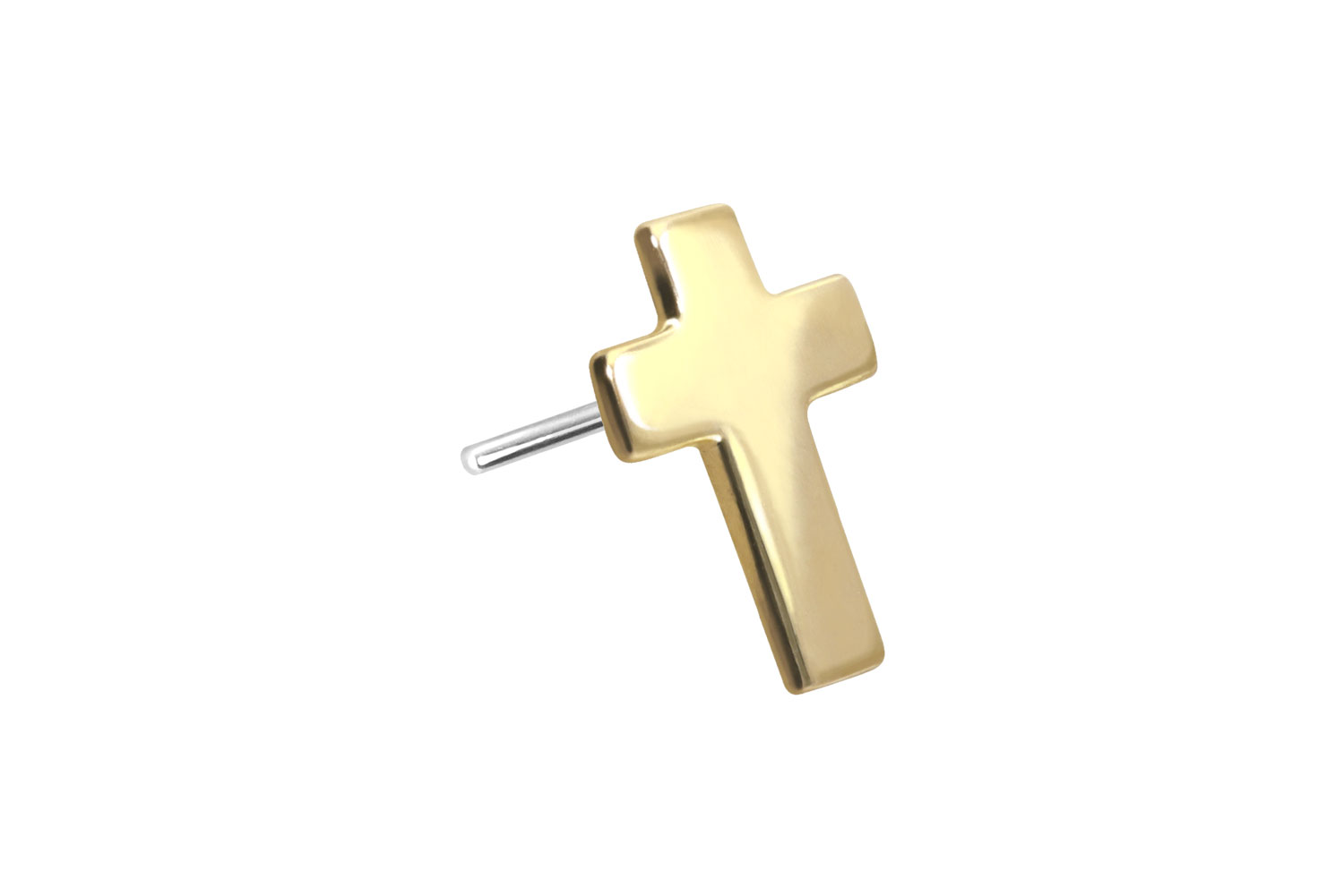 14 Karat Gold Aufsatz mit Titan Push Pin KREUZ von Piercingline